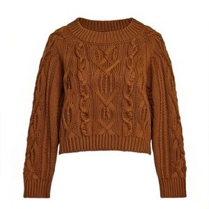 HAPER HERITAGE Cable Knit Sweater in Rich Rust SMALL chunky